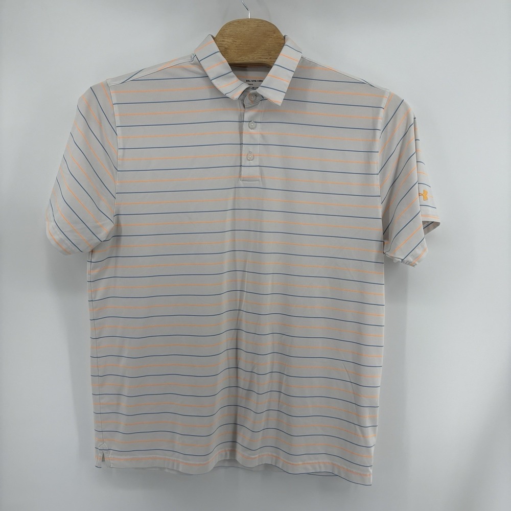 Under Armour Golf‎ Polo Men 2XL XXL Striped HeatGear Loose Performance Wicking
